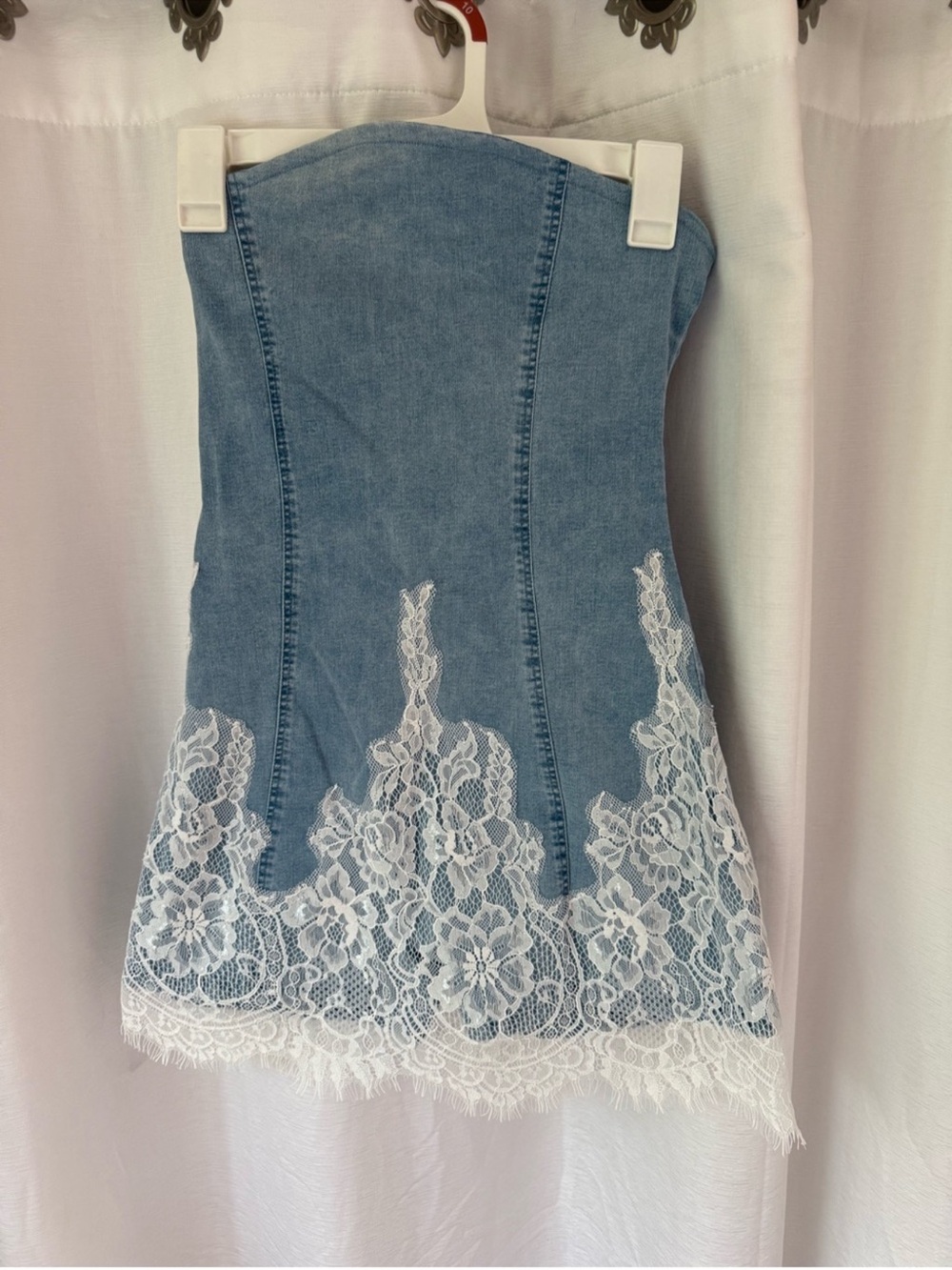 Strapless Denim Romper Dress